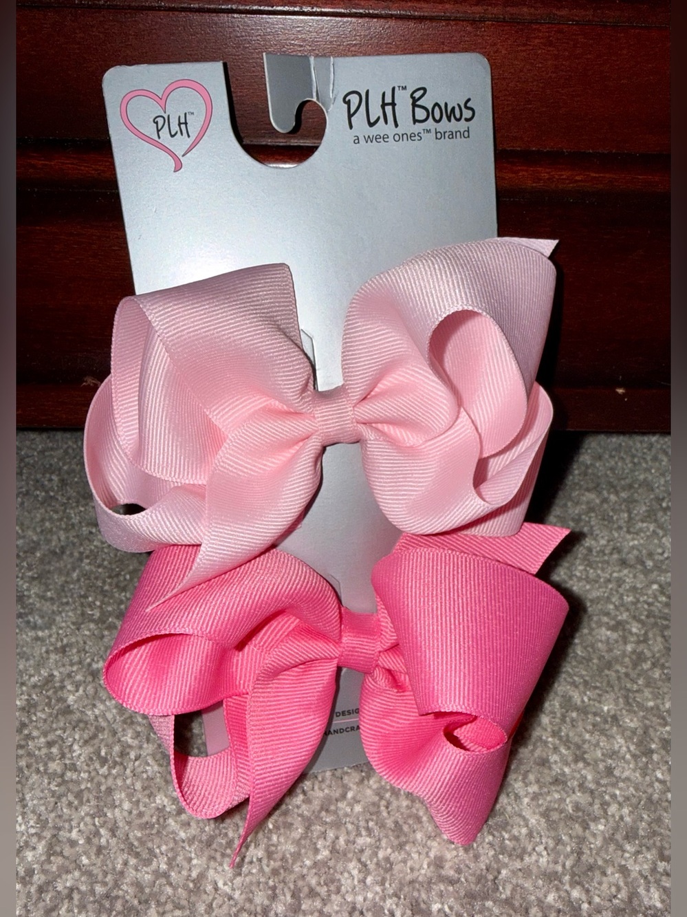 NWT- PLH Bows Wee Ones Pink Grosgrain Hair Bow Set